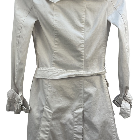 9.8 Jeans White Trench Coat Studded Belted Waist Single-Breasted Small - Picture 8 of 11